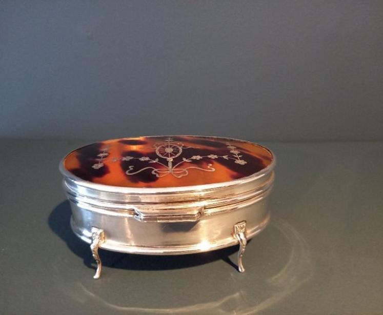 Superb George V Period Silver & Tortoise Shell Jewellery Box - Image 7