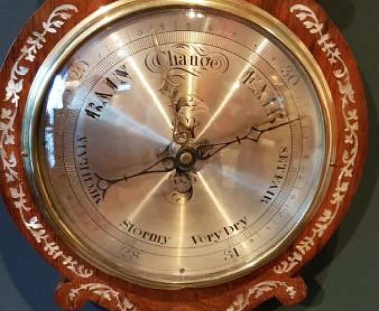 Victorian Rosewood Mother of Pearl Inlaid Barometer - Image 2