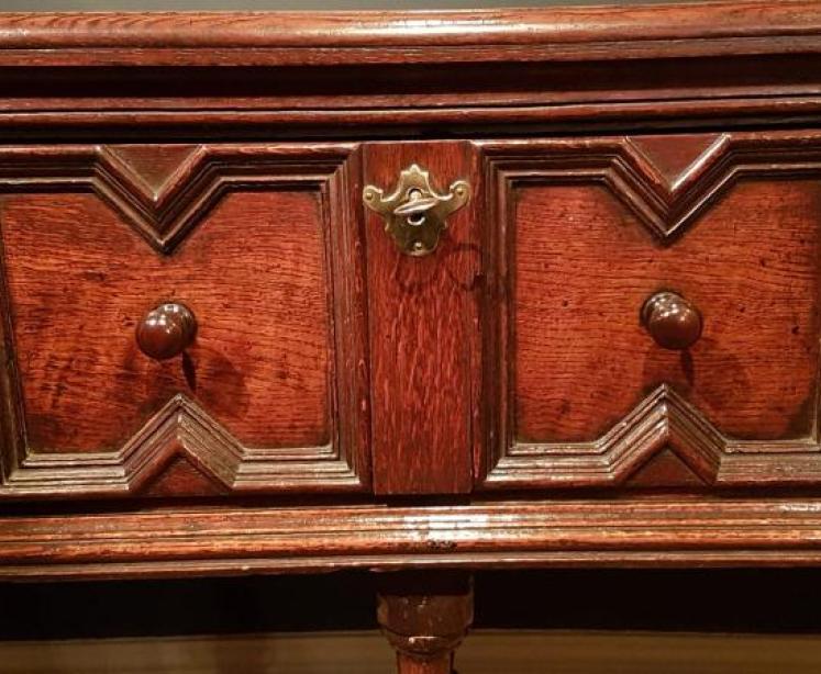 Early Period Oak Geometric Moulded Dresser - Image 6