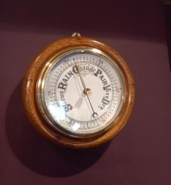 Superb Antique Polished Oak Ship's Barometer