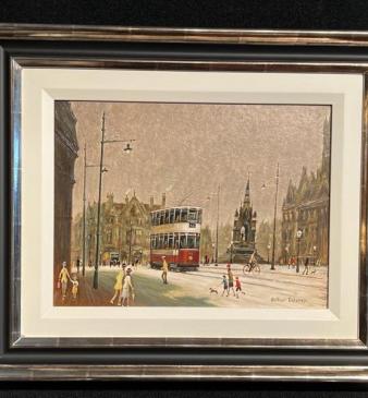 Arthur Delaney Oil on board ' Albert Square' Manchester