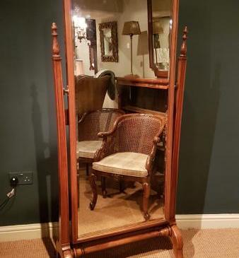 Fine Quality Victorian Walnut Cheval Mirror