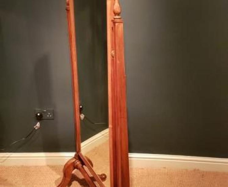 Fine Quality Victorian Walnut Cheval Mirror - Image 3