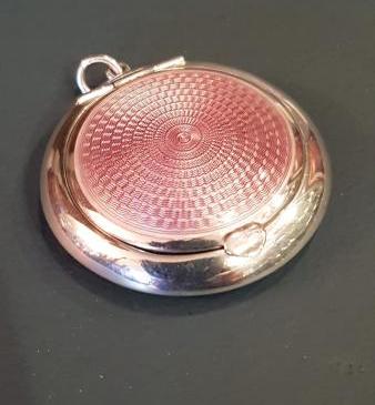 George V Period Silver & Lilac Enamel Compact