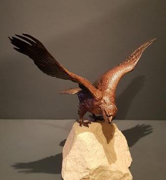 Late 19th Century Austrian Cold Painted Bronze Eagle
