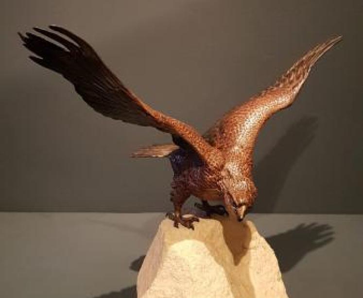 Late 19th Century Austrian Cold Painted Bronze Eagle - Image 1