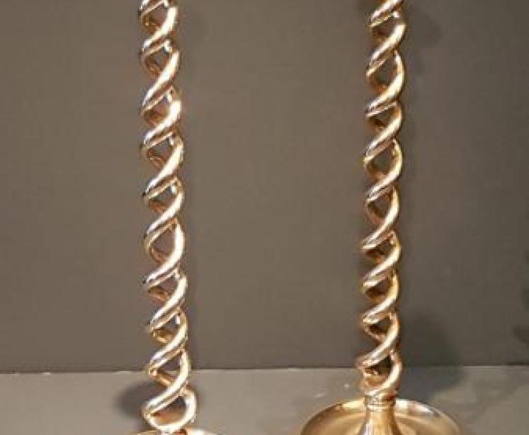 Pair of Large Victorian Brass Candlesticks - Image 1