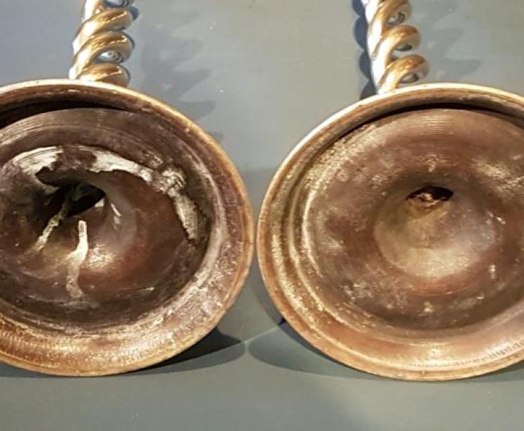 Pair of Large Victorian Brass Candlesticks - Image 2