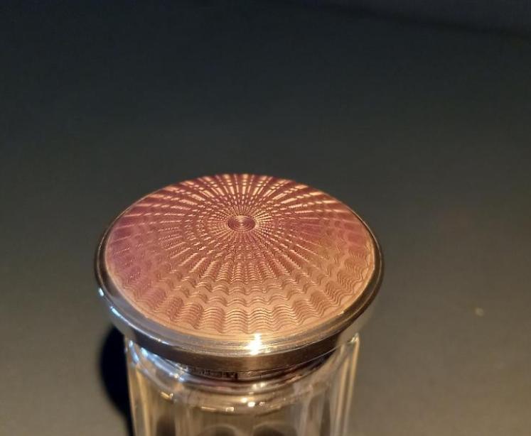 George V Period Silver & Lilac Enamel Topped Table Jar - Image 2