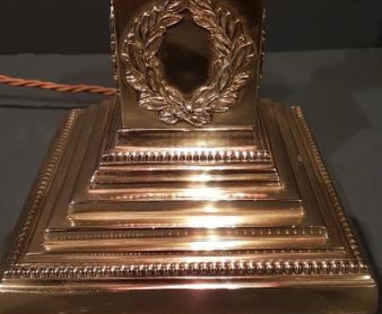 Edwardian Cast Brass Table Lamp and Shade - Image 4