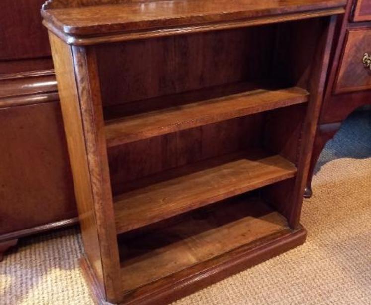Small Mid Victorian Burr Walnut Open Bookcase - Image 7
