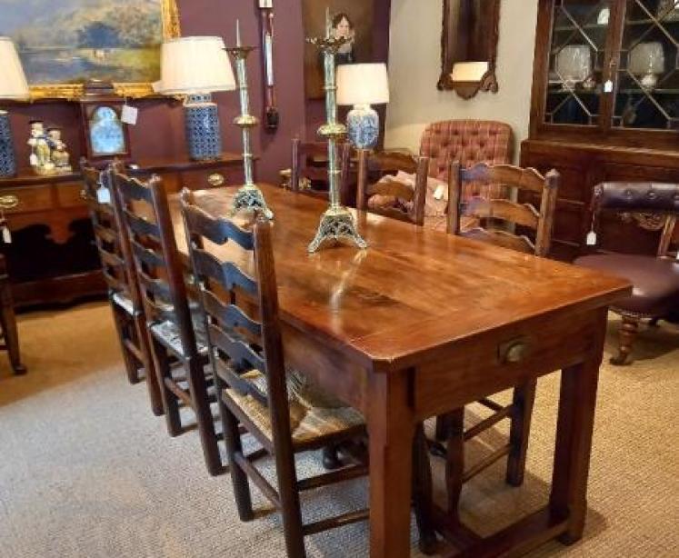 George III Period Elm Planked Top Farmhouse Table - Image 7