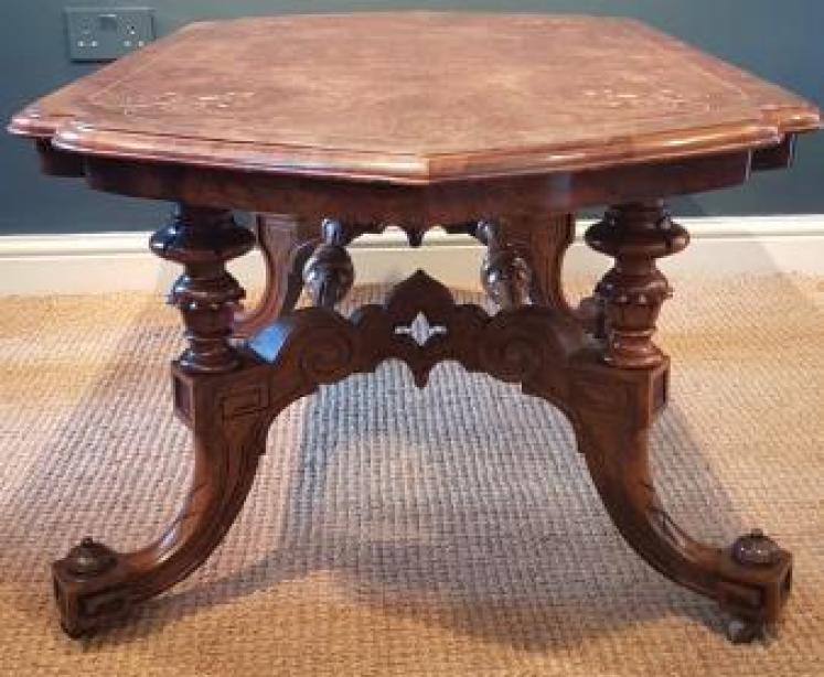 Fine Quality Inlaid Walnut Coffee Table - Image 7