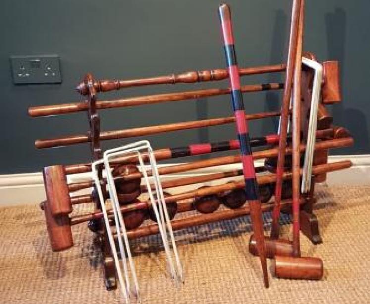 Victorian Ash Croquet Set and Stand - Image 2