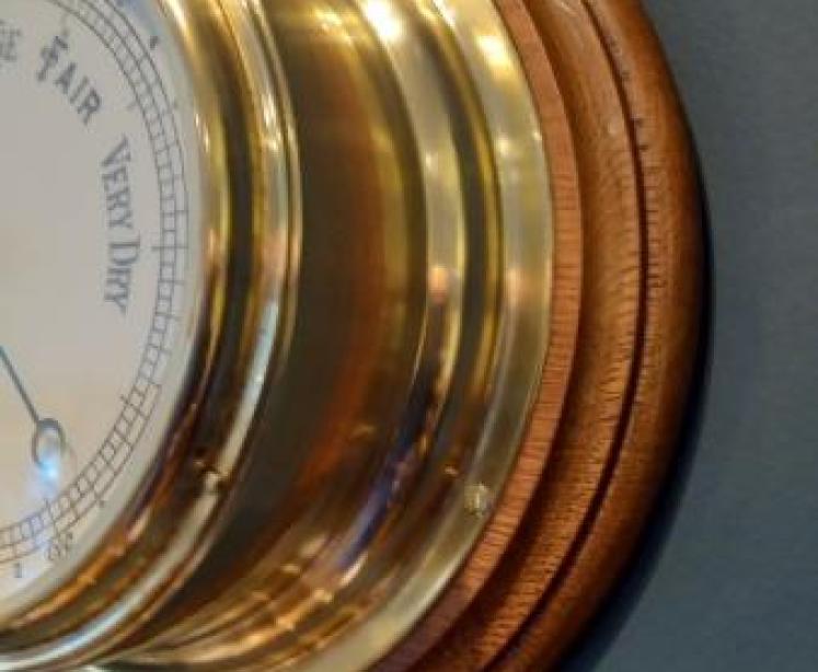 Antique Polished Brass Bulkhead Marine Barometer - Image 6