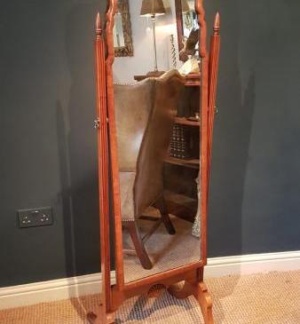 Edwardian Walnut Cheval Mirror