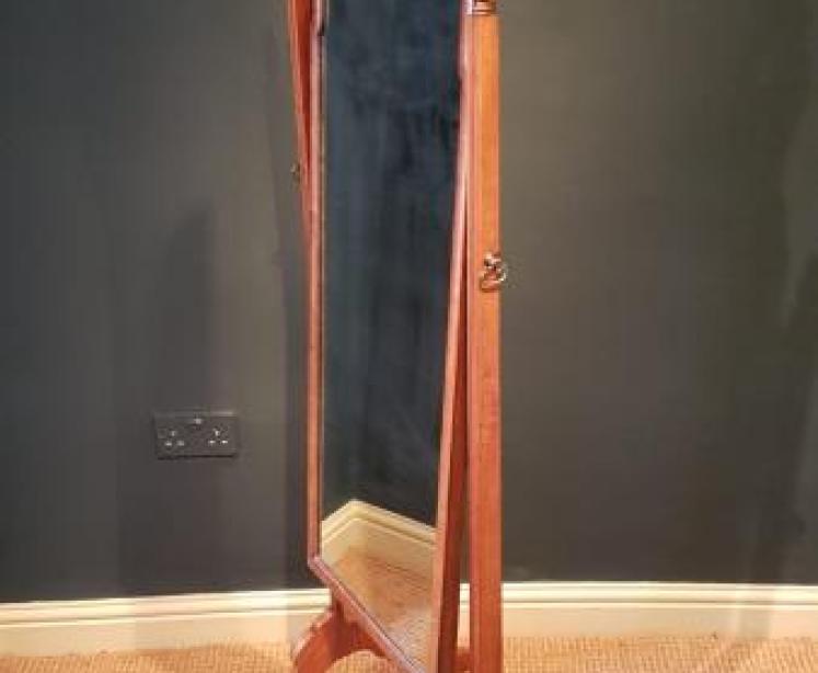 Edwardian Walnut Cheval Mirror - Image 3