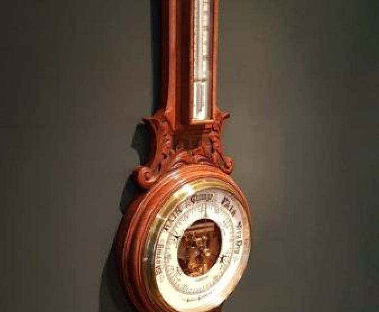 Victorian Carved Oak Banjo Barometer with Skeletonised Movement - Image 2