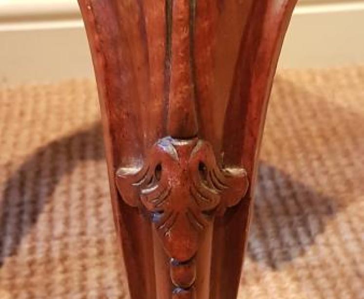 Antique Rosewood Cabriole Leg Leather Top Stool - Image 4