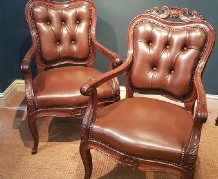 Matching Pair of Victorian Arm Chairs - Image 1