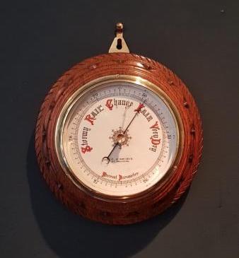 Victorian Oak Porcelain Dial Barometer