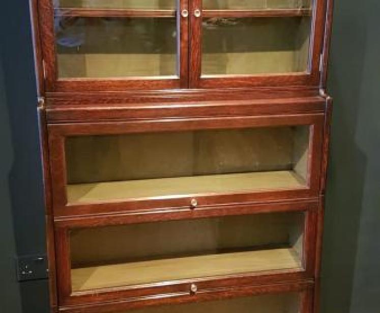  Original Edwardian Solid Oak Barristers Bookcase - Image 1