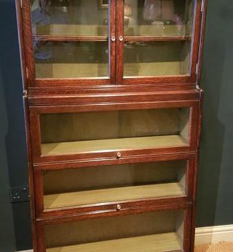  Original Edwardian Solid Oak Barristers Bookcase