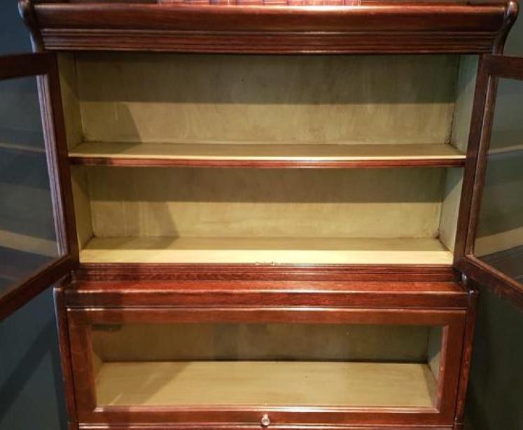  Original Edwardian Solid Oak Barristers Bookcase - Image 4