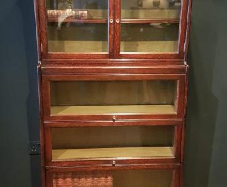  Original Edwardian Solid Oak Barristers Bookcase - Image 7