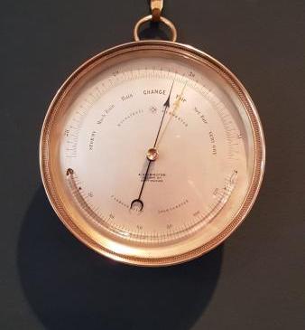 Quality Victorian Marine Barometer with Crescent Thermometer