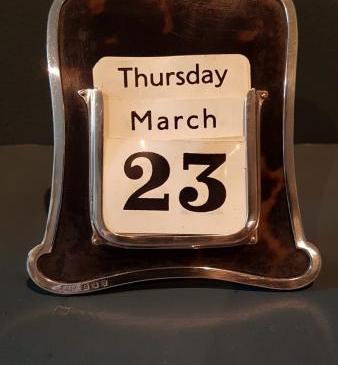 George V Silver and Tortoise Shell Perpetual Calendar