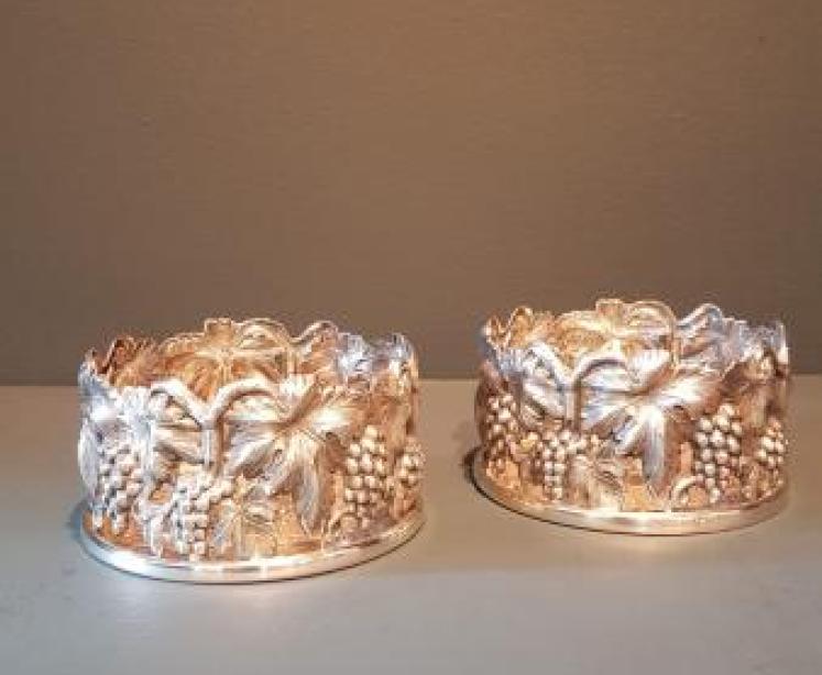 Superb Pair of Solid Silver Wine Coasters - Image 1