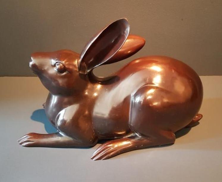 Superb Pair of Bronze Hares - Image 3