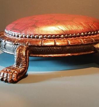 Victorian Carved Walnut Turtle Foot Stool
