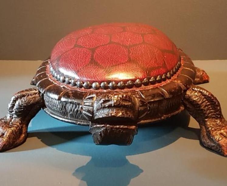 Victorian Carved Walnut Turtle Foot Stool - Image 4