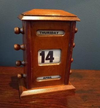 Antique Walnut Perpetual Desk Calendar