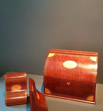Superb Victorian Mahogany Stationery Box & Bookends