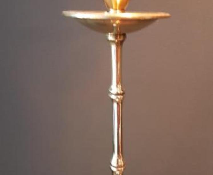 Tall Pair of Antique Cast Brass Candlesticks - Image 4