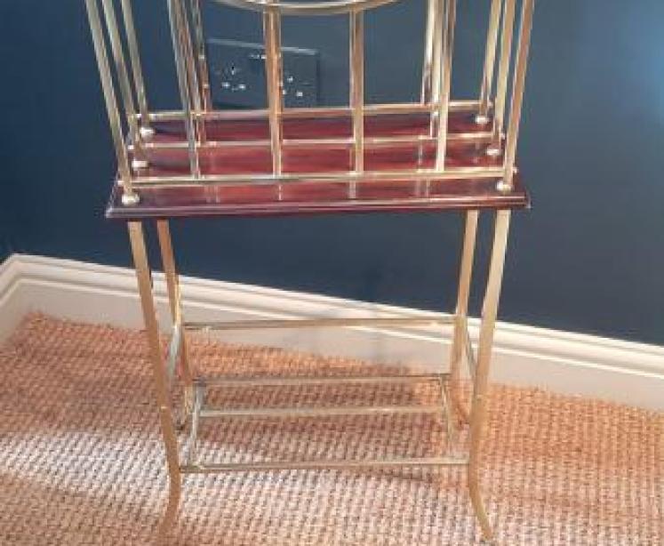Edwardian Brass and Mahogany Magazine and Book Stand - Image 1