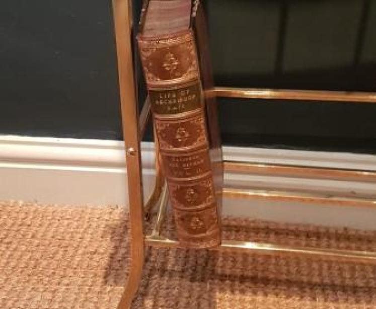 Edwardian Brass and Mahogany Magazine and Book Stand - Image 6