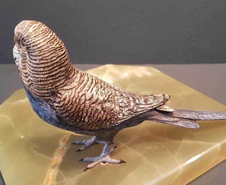 Cold Painted Bronze Budgerigar Desk Tidy - Image 5