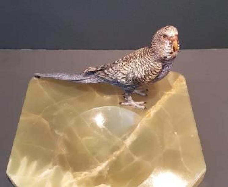 Cold Painted Bronze Budgerigar Desk Tidy - Image 7