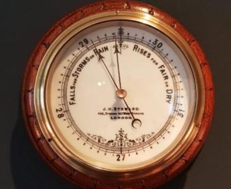 Victorian Oak Barometer by Steward - Image 1