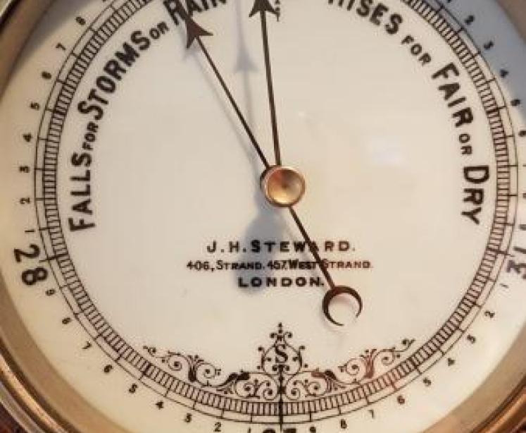 Victorian Oak Barometer by Steward - Image 2