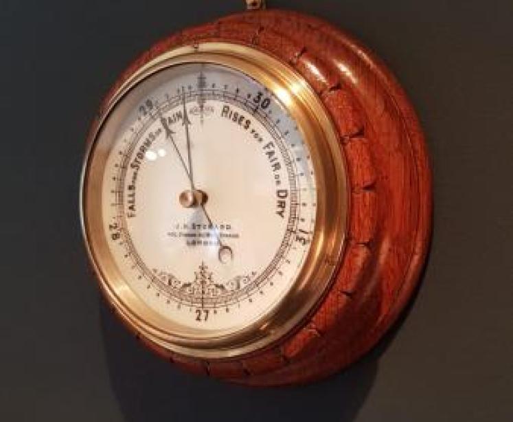 Victorian Oak Barometer by Steward - Image 4