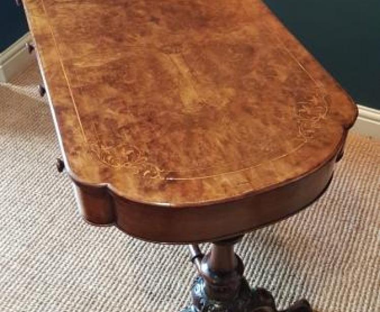 Victorian Burr Walnut Side Table - Image 3