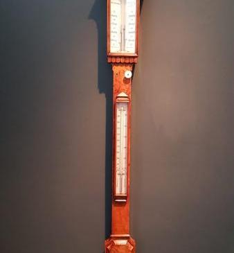 Victorian Burr Walnut Stick Barometer