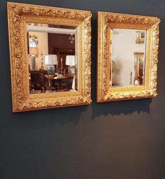 Matching Pair of Antique Timber Gilt Mirrors