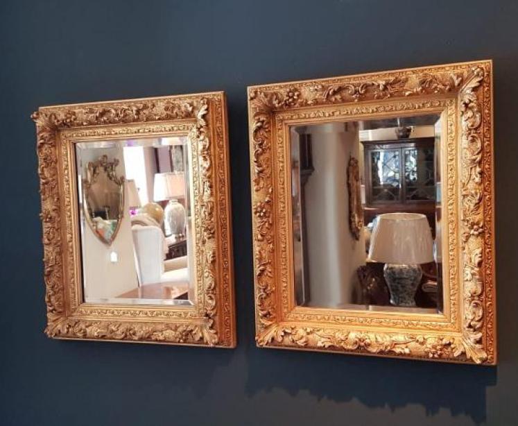 Matching Pair of Antique Timber Gilt Mirrors - Image 5