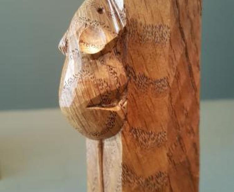 Matching Pair of Mouseman Adzed Oak Candlesticks - Image 4